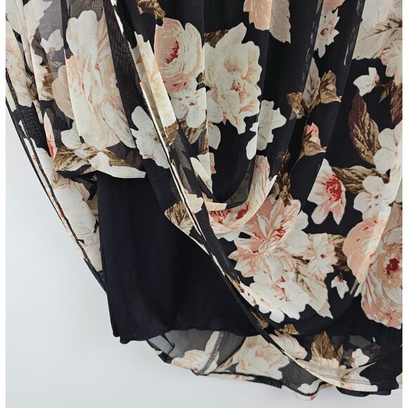En Focus Maxi Dress 18W Black Pink Floral Sheer Mesh Boho Whimsigoth Fairygrunge - Picture 5 of 9